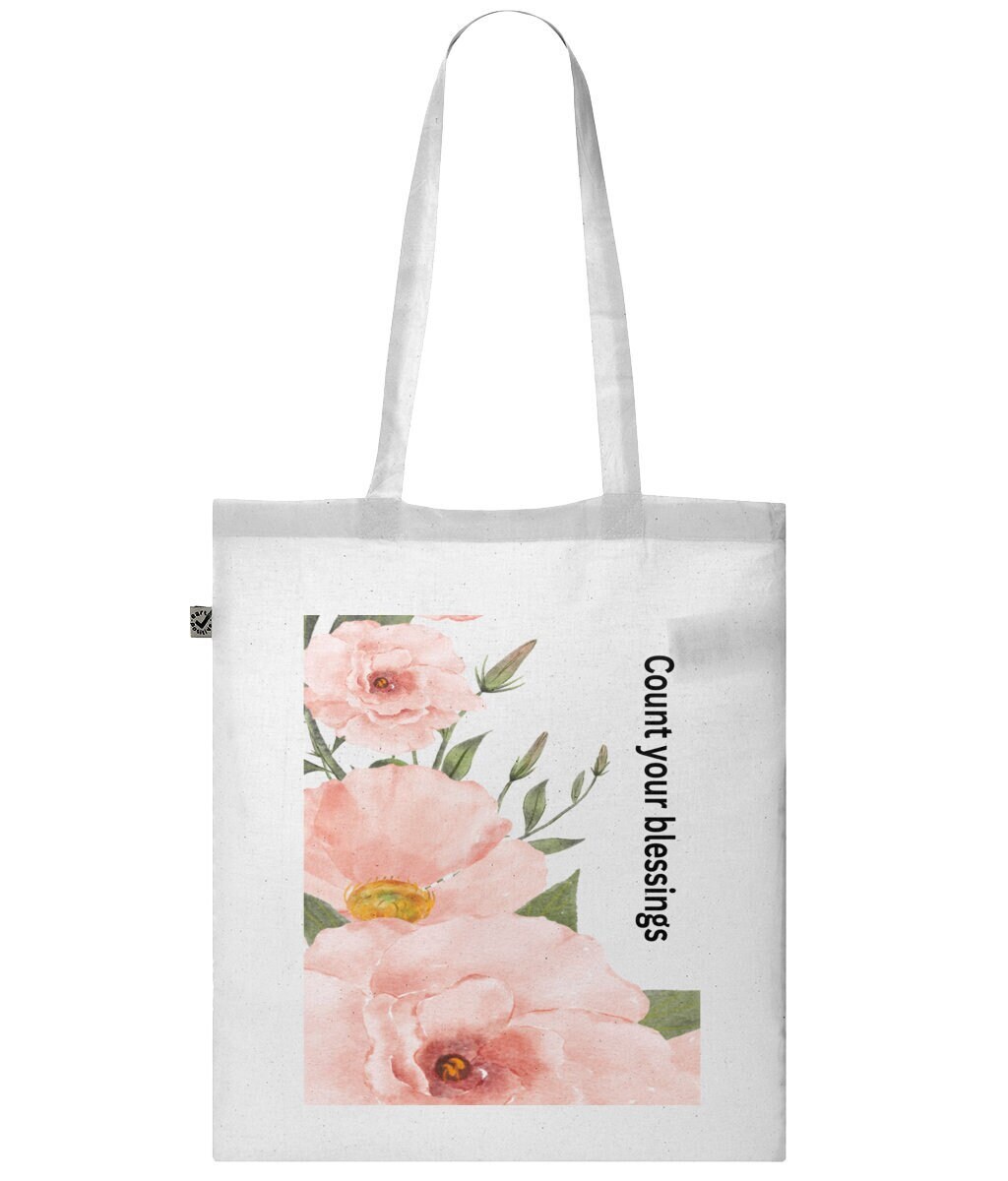 Count Your Blessings Personalised Tote Bag, Birthday Gift, Shopping Bag, Hen Gift, Organic Canvas Tote, Christian Quotes, School Tote, Weave