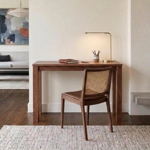 Solid Wood Writing Desk, Minimalist Slim Work Table, Maple Walnut Oak Cherry