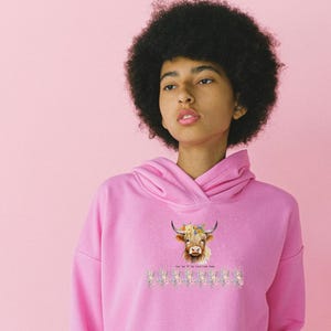 Floral Cow Unisex Hoodie: Cozy Farmhouse Sweatshirt