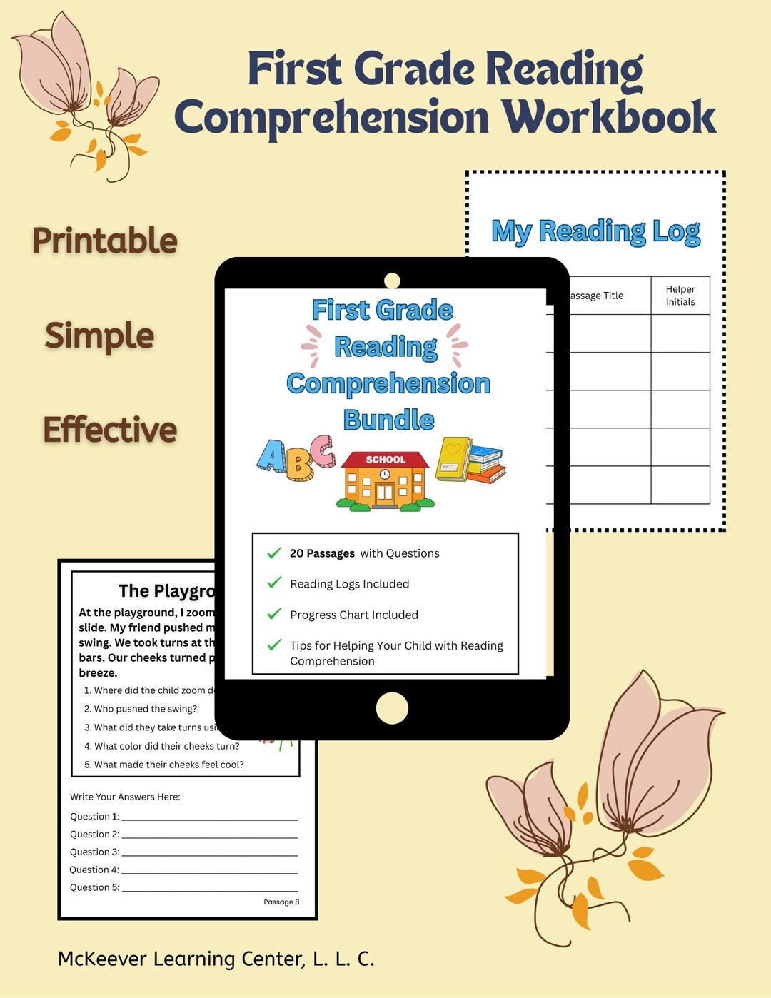First Grade Reading Comprehension Workbook | 20 Passages, Questions ...
