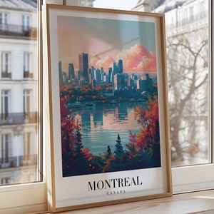 Montreal Tapeten-Druck, Kanada Stadt Poster, Herbst Skyline Wand Kunst, Kanadische Landschaft Poster, Stadtbild Affiche, Land Wand Dekor