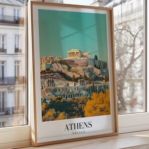 Athen Griechenland Akropolis Poster, antikes Griechenland Wandkunst, Parthenon Kunstdruck, griechische Architektur Poster, Reise Griechenland Dekor, Athen Skyline