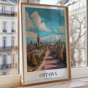 Ottawa City Poster, Canada Wall Art Print, Parliament Hill Illustration, Urban Landscape Decor, Skyline Travel Art, Canadian Poster