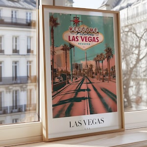 Las Vegas Poster, Nevada Cityscape Wall Art, Welcome to Fabulous Las Vegas Print, Vegas Travel Poster, Vegas Travel Print, USA Landmarks Art