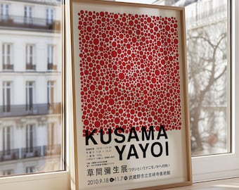 Yayoi Kusama Art Print, Japanese Exhibition Art, Kusama Trendy Poster, Kusama Tokyo Exhibition 2010 Poster, Red Dots Poster, Japandi Prints