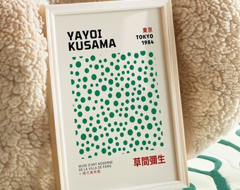 Yayoi Kusama 1984 Tokyo Poster, Green Dot Abstract Art