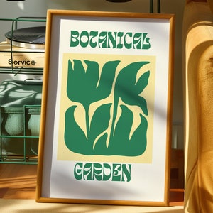 Botanischer Garten Poster, Retro Greenery Wandkunst, Natur inspiriertes Wohndekor, Mid-Century Modern Botanischer Druck, Vintage Pflanzenkunst