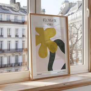 Póster de Flower Child, edición gouache, arte floral minimalista, decoración de pared botánica moderna, ilustración inspirada en la naturaleza, impresión artística para el hogar