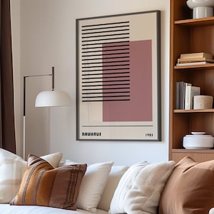 Minimalist Bauhaus Art Print, 1923 Abstract Geometric Poster, Modernist Line and Shape Wall Art, Mid-Century Modern Decor