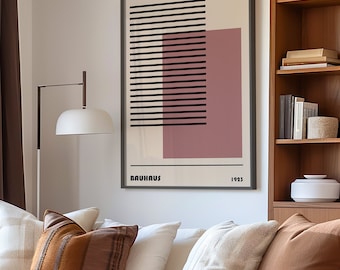Minimalist Bauhaus Art Print, 1923 Abstract Geometric Poster, Modernist Line and Shape Wall Art, Mid-Century Modern Decor