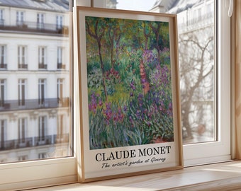 Claude Monet The Artist Garden at Giverny Poster, Impressionist Floral Wall Art, Monet Garden Scene Print, Vibrant Nature Decor, French Art