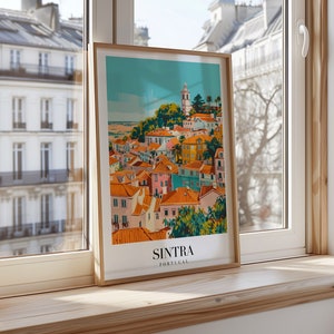 Sintra City Poster, Portugal Art Print, Sintra Wall Art, Colorful Houses of Sintra, Portugal Travel Poster, Historic Cityscape Decor, Poster