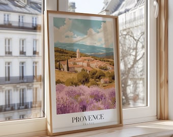 Provence France Poster, Lavender Fields Art Print, French Countryside Wall Art, Scenic Travel Poster, Provence Landscape Decor, City Poster