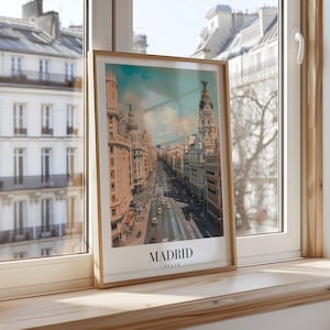 Madrid Cityscape Poster, Spain Travel Art, Madrid Print, Gran Via Wall Art, Madrid Photography, Spanish Cityscape, Madrid Spain Poster