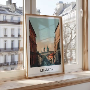 Krakow Poland Skyline Poster, Historic Old Town Wall Art, Krakow Cityscape Print, Polish Architecture Decor, St. Mary&#39;s Basilica, Krakow Art