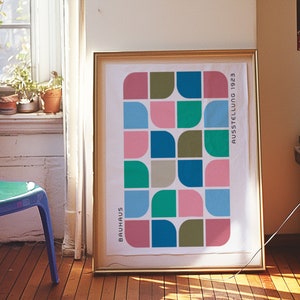 Bauhaus Geometric Art Print, Mid-Century Modern Poster, Colorful Abstract Wall Decor, Bauhaus Exhibition 1923, Retro Home Decor