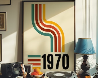 Retro 1970s Poster, Vintage Wall Art, Mid Century Modern Decor, Abstract 70s Art, Vintage Decor, Mid Century Modern, Retro Home Art
