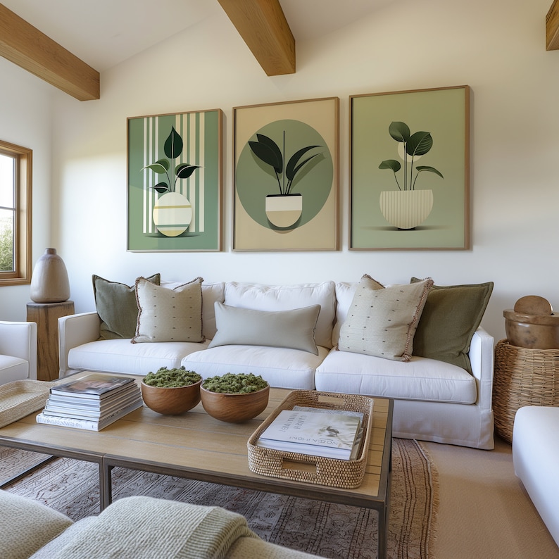 Set of 3 Modern Plant Art Prints, Minimalist Botanical Wall Art ...
