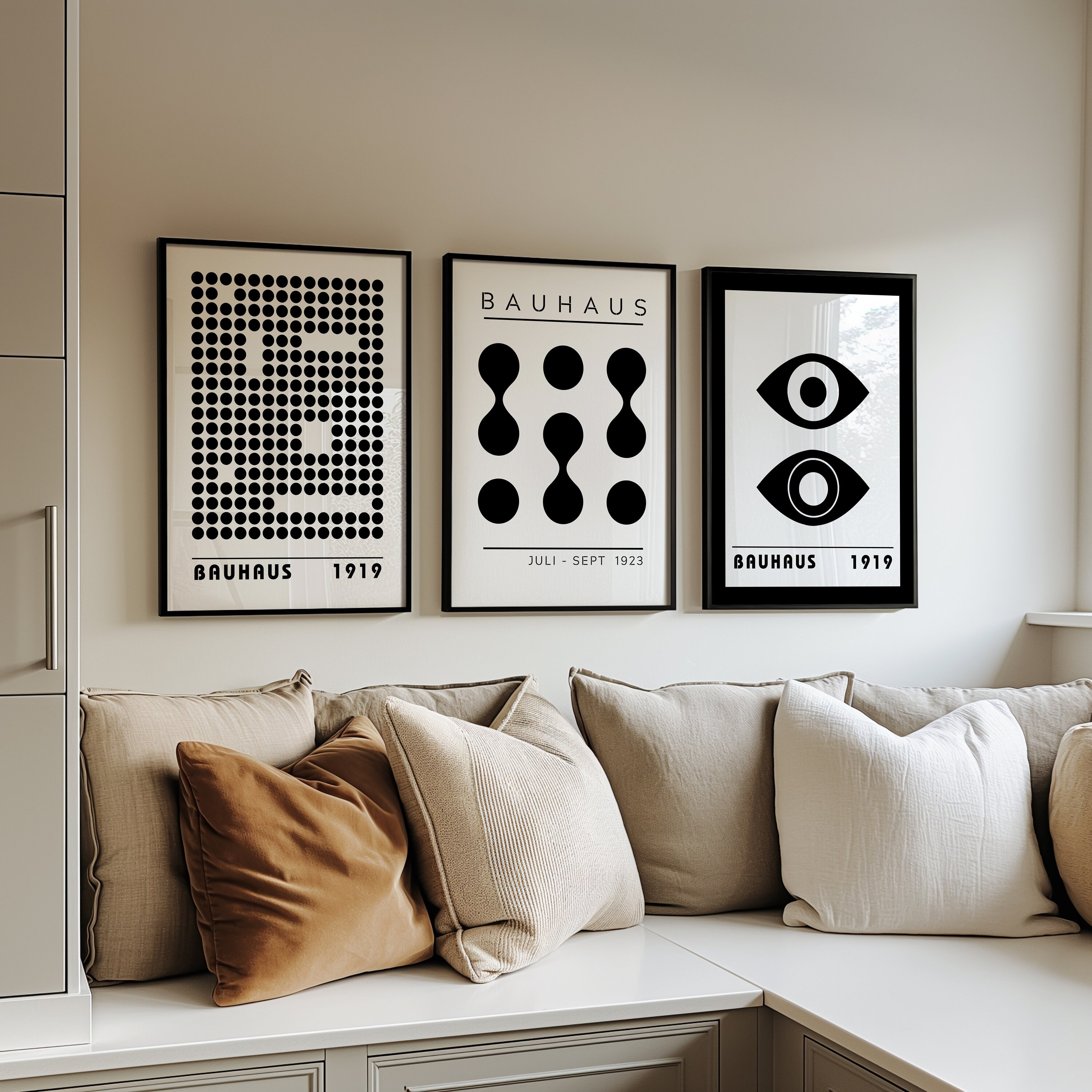 Bauhaus Poster Set of 3, Minimalist Black and White Wall Art, Bauhaus ...