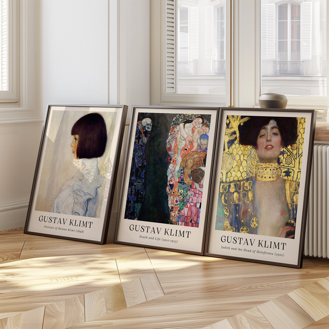 Gustav Klimt Poster Set, Portrait of Helene Klimt 1898, Death and Life ...