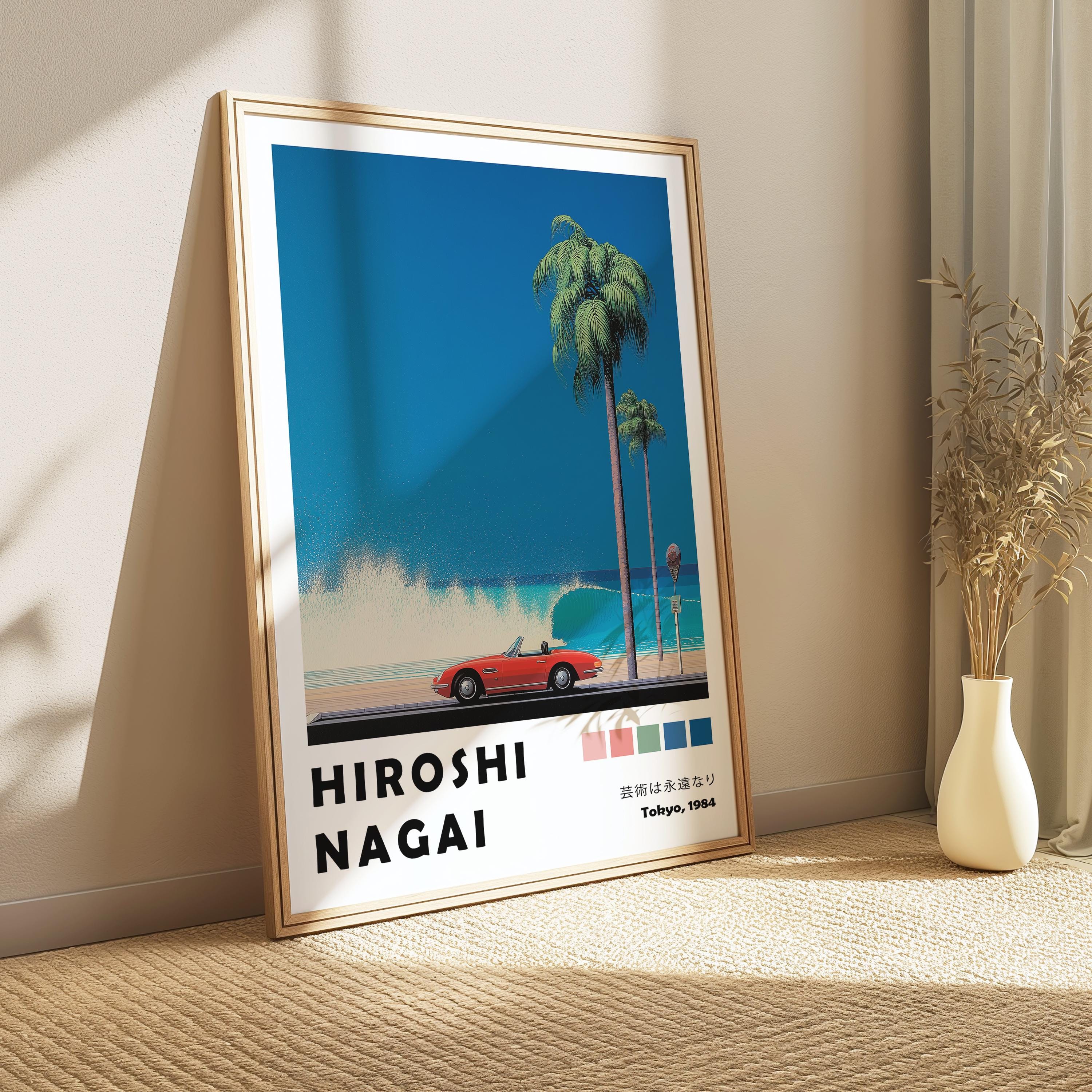 Coastal Hiroshi Nagai Poster, Great Wave Art, Japanese 80 City Pop