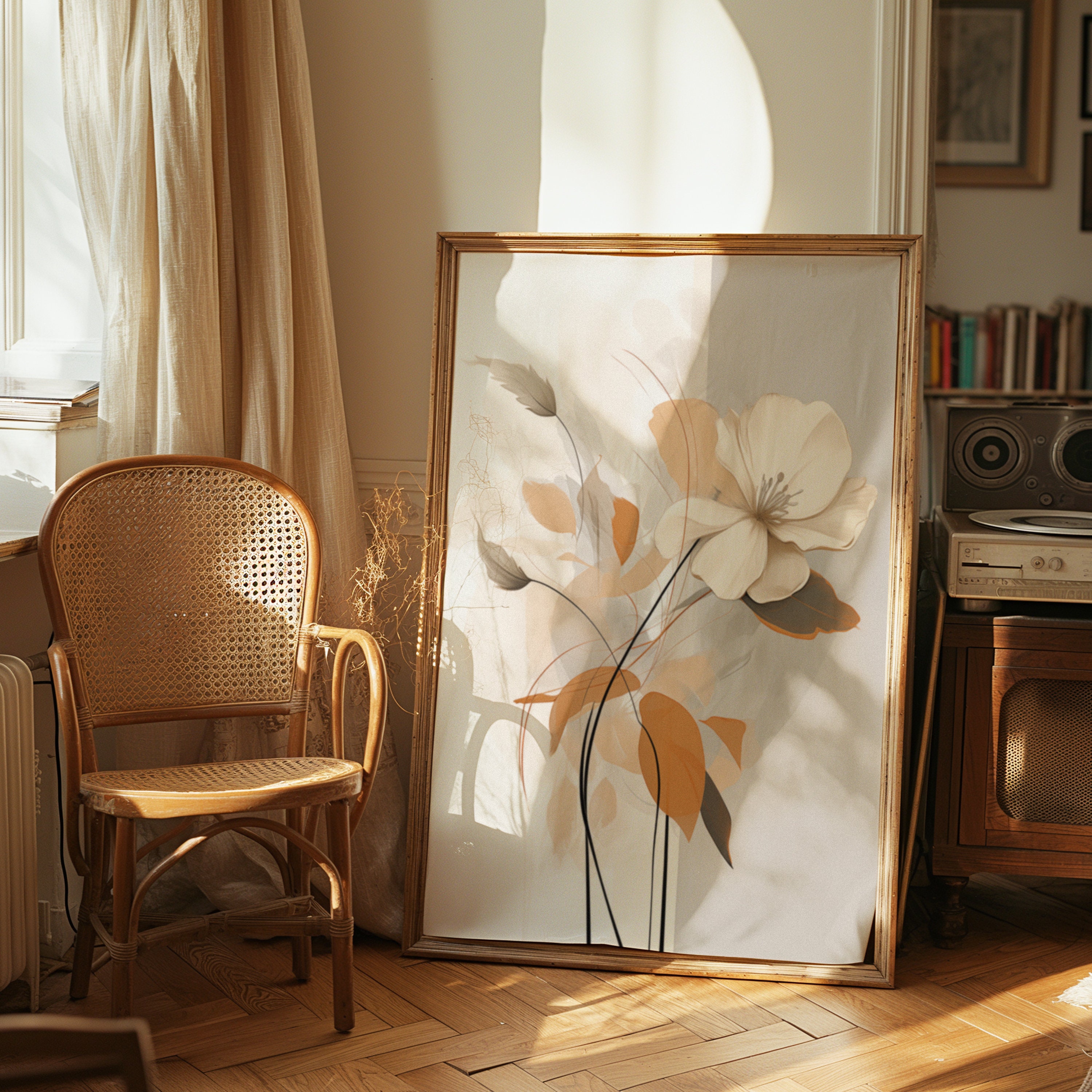 Set of 3 Abstract Floral Art Prints, Modern Flower Wall Art, Botanical ...