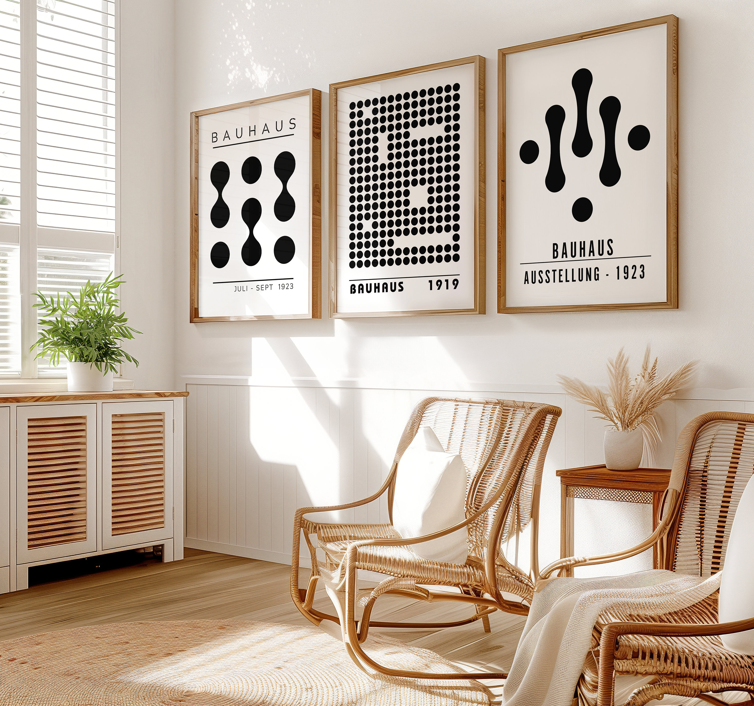 Bauhaus Black and White Poster Set, Abstract Geometric Art Prints ...