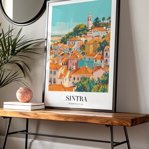 Sintra City Poster, Portugal Art Print, Sintra Wall Art, Colorful Houses of Sintra, Portugal Travel Poster, Historic Cityscape Decor, Poster image 6
