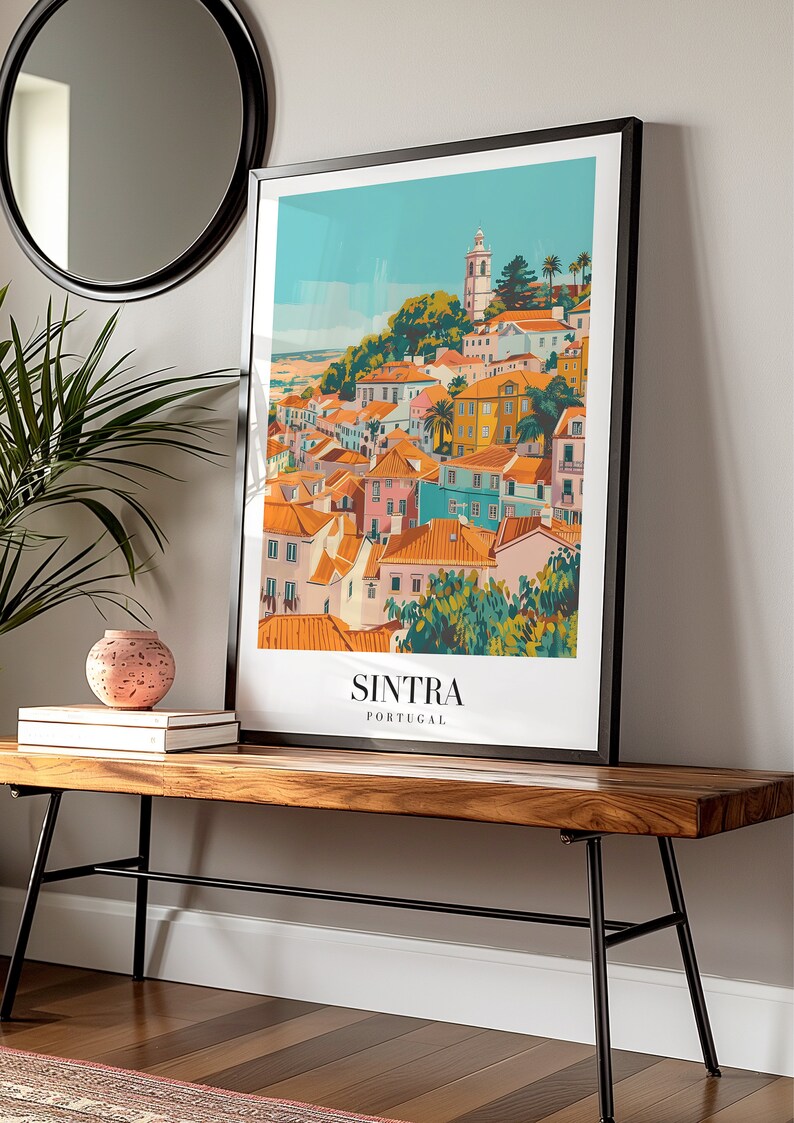 Sintra City Poster, Portugal Art Print, Sintra Wall Art, Colorful Houses of Sintra, Portugal Travel Poster, Historic Cityscape Decor, Poster image 6