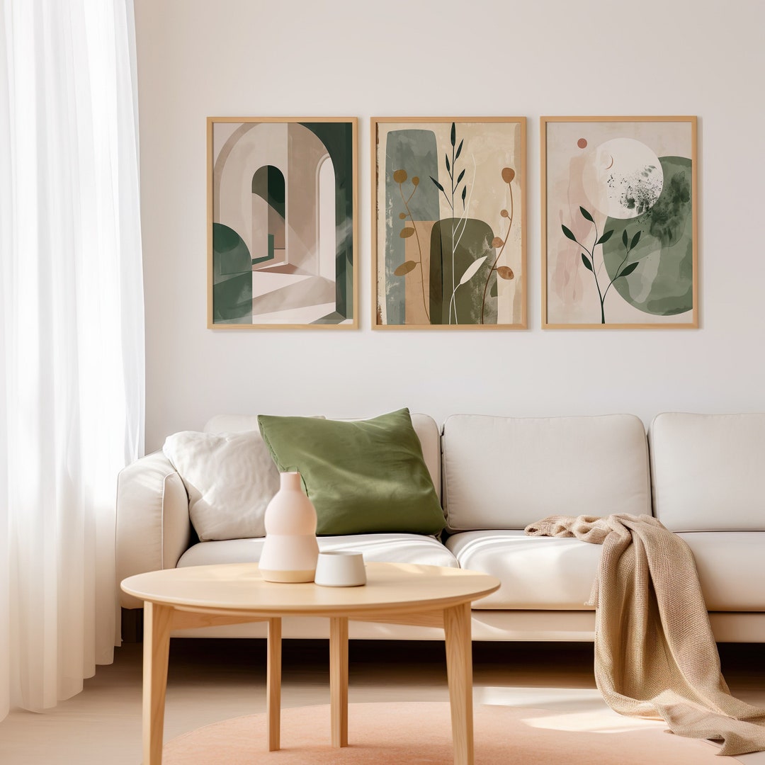 Abstract Botanical Wall Art Set, Modern Plant Prints for Living Room ...