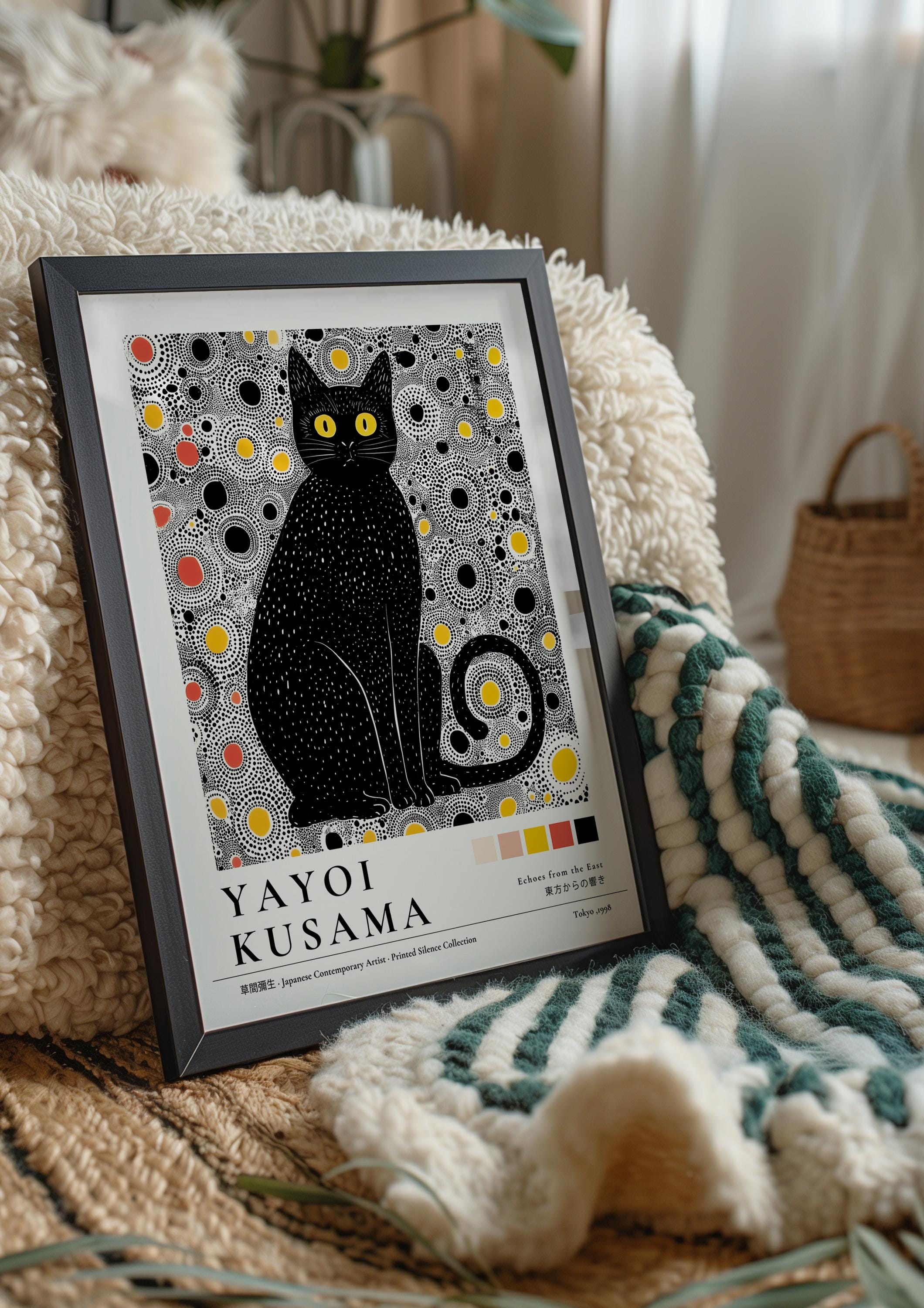 Black Cat Yayoi Kusama, Kiki Cat Wallpaper, Black Colorful