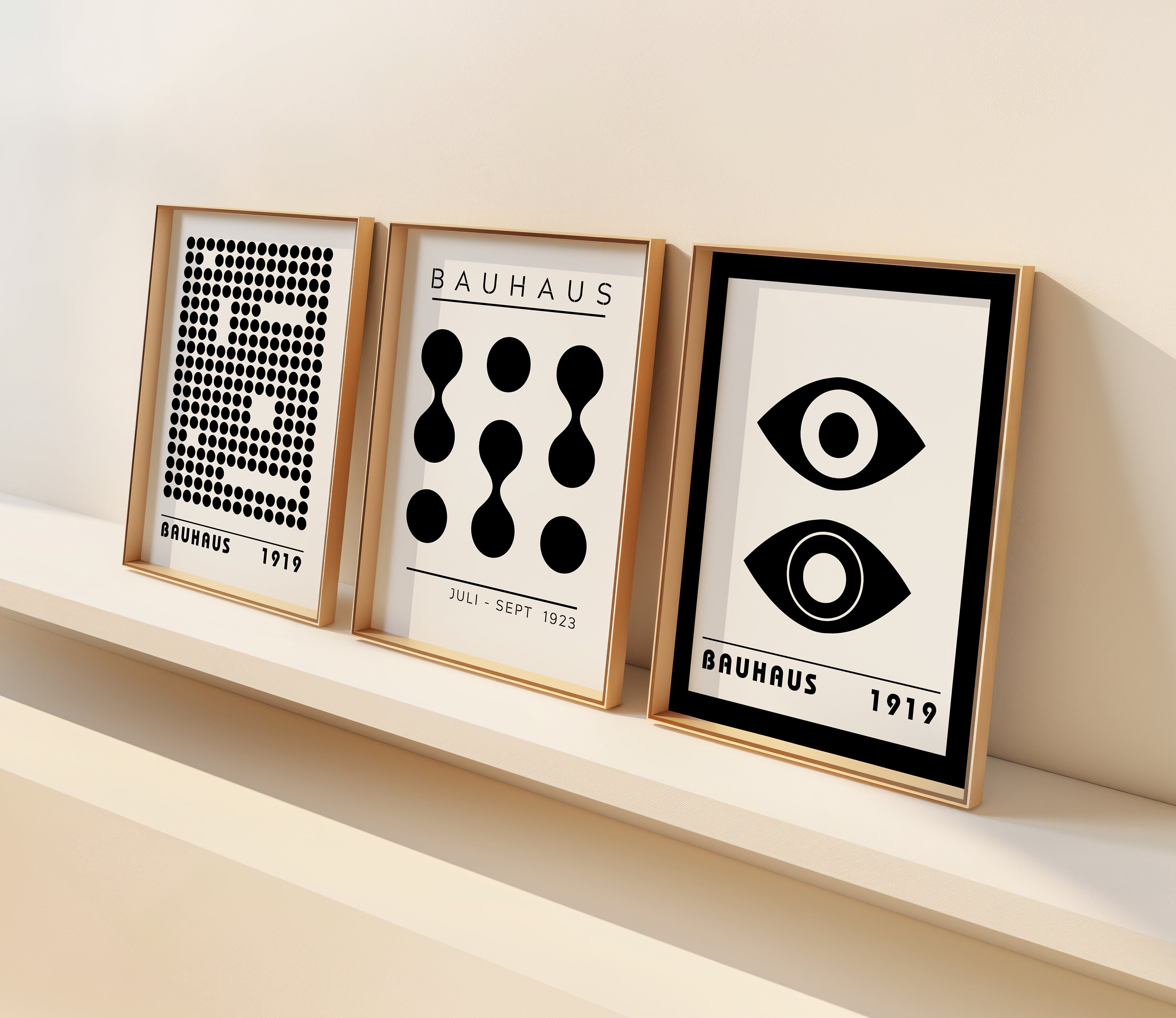 Bauhaus Poster Set of 3, Minimalist Black and White Wall Art, Bauhaus ...