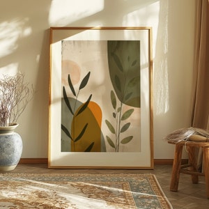 View of Boho Botanical Wall Art Set, Earthy Tones Nature-inspired Prints ...