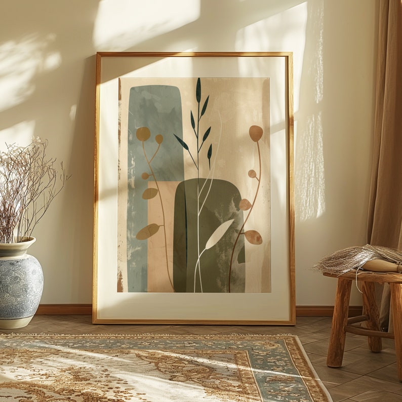 Boho Botanical Wall Art Set, Earthy Tones Natureinspired Prints