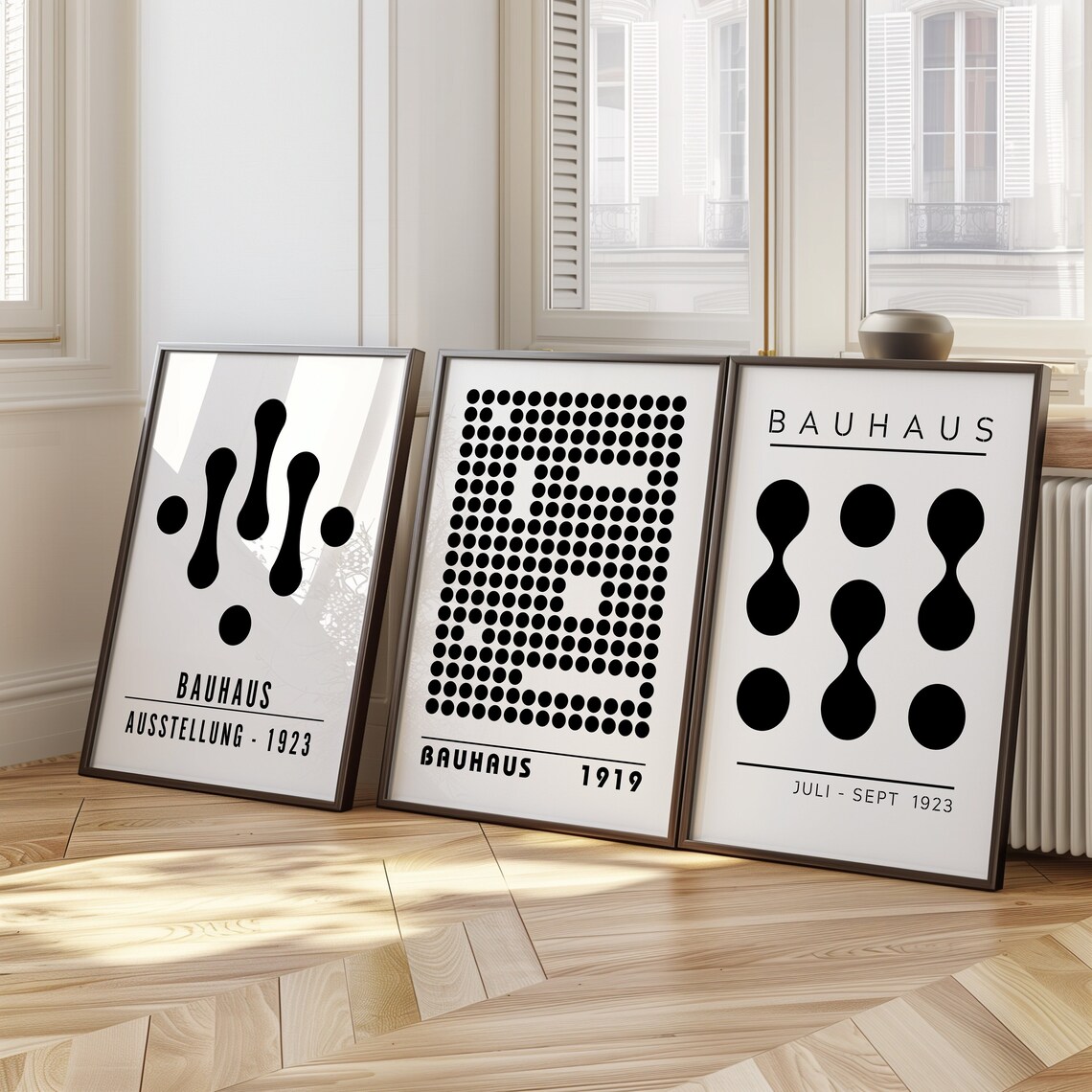 Bauhaus Black and White Poster Set, Abstract Geometric Art Prints ...