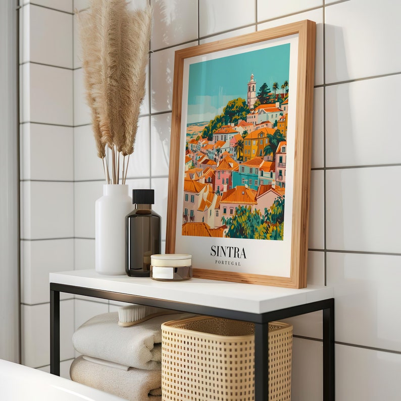Sintra City Poster, Portugal Art Print, Sintra Wall Art, Colorful Houses of Sintra, Portugal Travel Poster, Historic Cityscape Decor, Poster image 4
