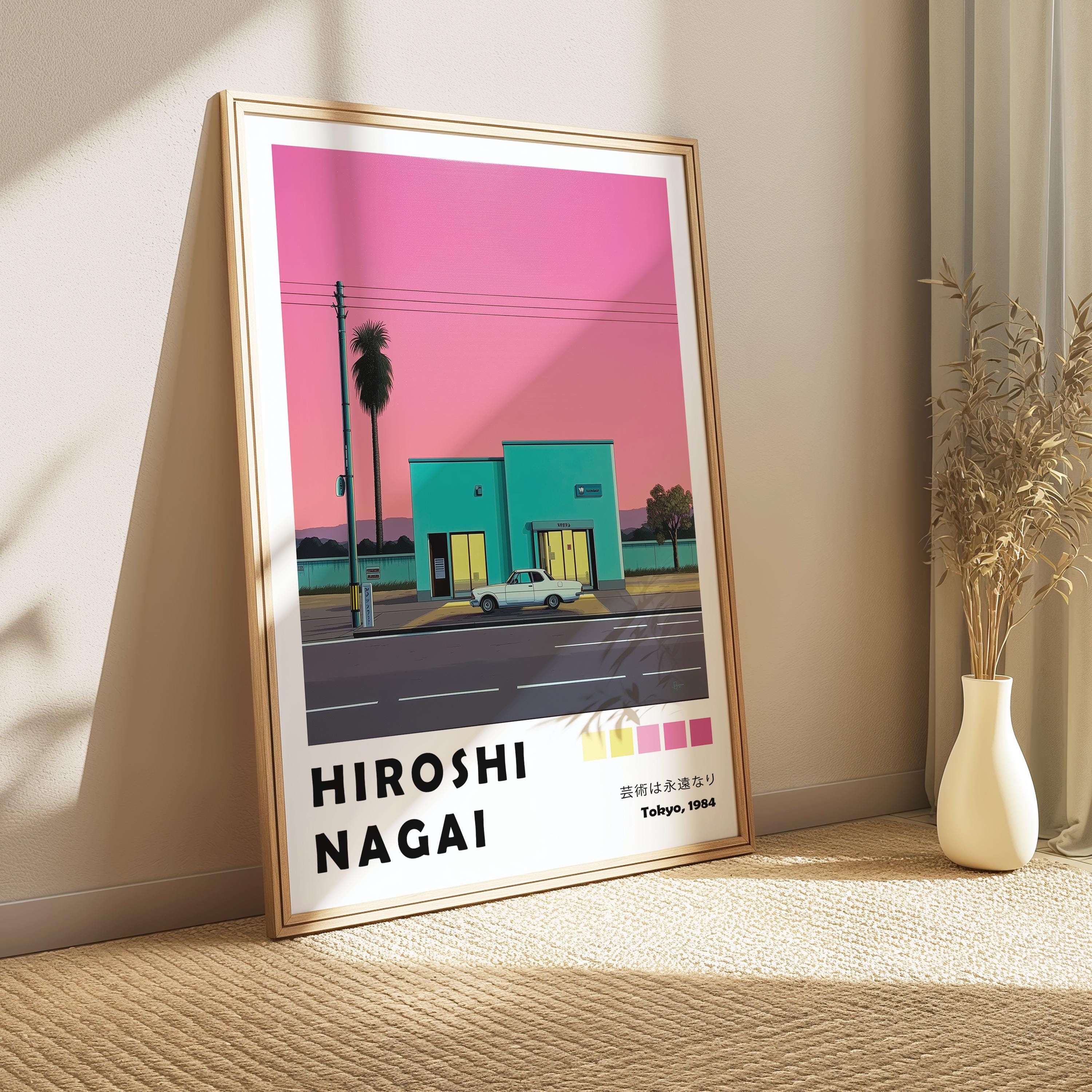 Vintage風　和柄レトロ　POP
焼き魚マスコットバッグチャーム Synthwave Motel Hiroshi Nagai Poster, Pink Sunset Art, Japanese