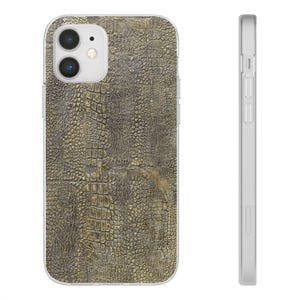 Distressed Crocodile Leather Texture Flexi Case | Rustic Reptile Pattern Phone Cover