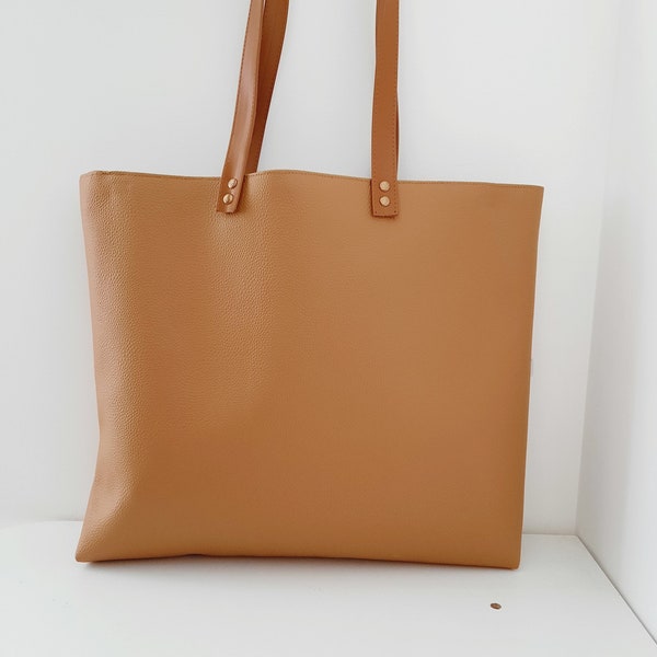 Sac Cabas en simili cuir marron