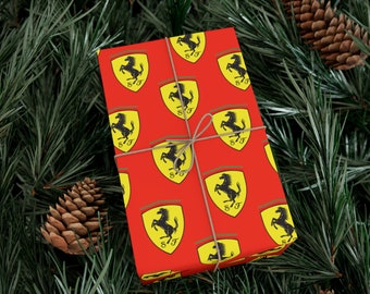 Ferrari Cavallino Rampante / Tänzelndes Pferd Logo Geschenkpapier | Auto Geschenkpapier | Ferrari Geschenkpapier | Scuderia Ferrari