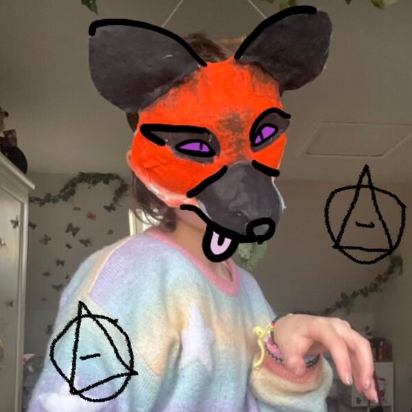 Red fox cardboard lined felt mask