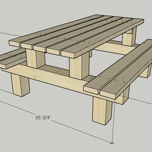 Picnic Table Plan With Benches, DIY, Garden Table Plans, Imperial and ...