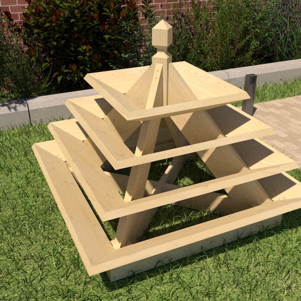 Pyramidal planter, DIY Plans, imperial and metric dimensions, A3 PDF digital file