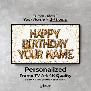 Personalized Leopard Balloon Birthday Frame TV Art (Digital Download)