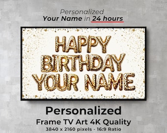 Marco personalizado para TV con globo de leopardo para cumpleaños, descarga digital