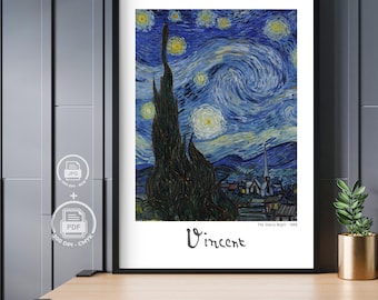 Impresión de "La noche estrellada" de Van Gogh: Arte mural con calidad de museo (descarga digital)