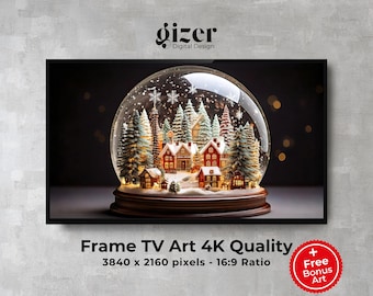 Marco de bola de nieve navideña para TV: Escena de cabaña invernal (Descarga digital)