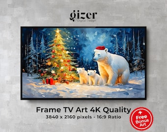 Marco navideño de familia de osos polares para TV: Cabaña de invierno (descarga digital)