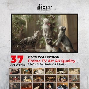 Vintage Cat Art for Samsung Frame TV: 37 High-Resolution Digital Artworks (Digital Download)
