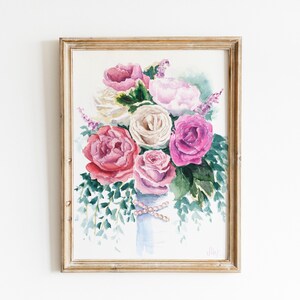 Custom Bridal Bouquet Painting Wedding Bouquet Watercolor Bride Gift Wedding Gift  Flowers Portrait From Photo Personalized